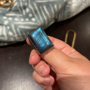 Sterling Silver Labradorite Ring - Size 8
